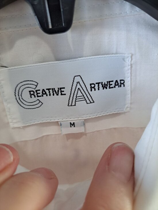 Hand-Painted Creative Artwear White Button-Up Shirt  Floral  Bird Women's Med - Picture 6 of 12